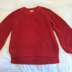 Red knit Madewell sweater bell sleeve